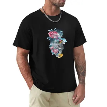 Еднорог котка на роза тениска смешно тениска плюс размер върховете черни тениски за мъже
