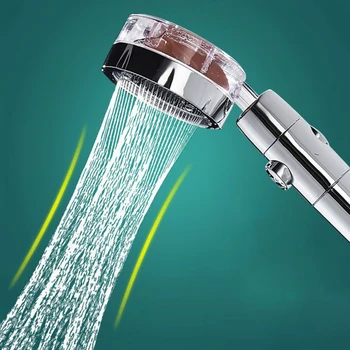 Нов дизайн витло баня душ главата високо налягане пестене на вода с регулируем бутон вграден филтър ръчен душ глава