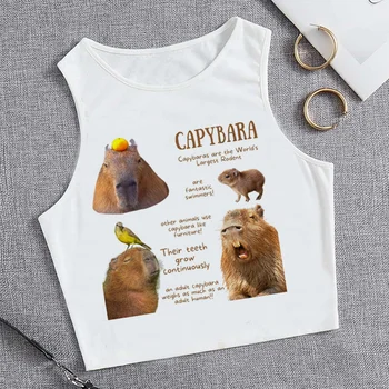 Capybara 2000s fairycore хипи кроп топ Жена готически kawai cyber y2k тениски изрязани