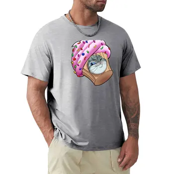 Cupcake Cat T-Shirt бързосъхнещи бързосъхнещи момчета бели тежки тениски за мъже
