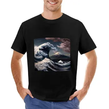 The Big Wave тениска графична тениска обикновена бяла тениска мъже