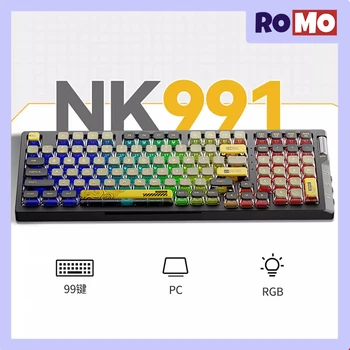 ZIDLI NK-991 Три режима безжична механична клавиатура 99key Hot Swap RGB Office клавиатура пудинг N-клавиш преобръщане Gaming клавиатура