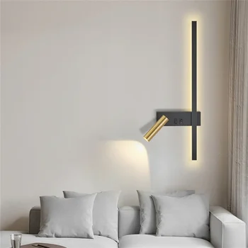 Стенна лампа Скандинавски модерен творчески доведе прост хол диван фон декоративна лампа четене спалня нощна лампа