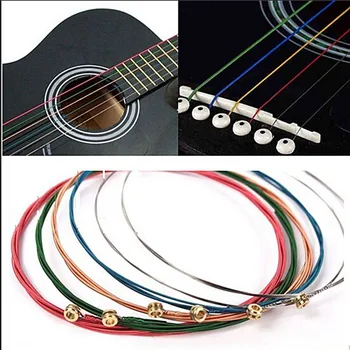 6Pcs/set Rainbow цветни струни за китара E-A за акустична народна китара Класически многоцветни струни за китара