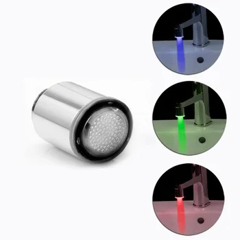 7 цвята БЕЗ батерия LED кранче за вода Чешмянови глави Glow LED кранче за вода Glow температурен сензор Начало Кухненски кран Дюза за баня