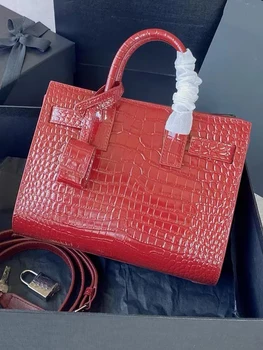 Най-високо качество орган чанта класически модерен голяма пазарска чанта кожена чанта крокодил модел рамо чанта