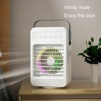 Мини климатик Времето Въздушен охладител Вентилатор с атмосферна светлина USB Многофункционален вентилатор за охлаждане Офис Настолен овлажняващ вентилатор