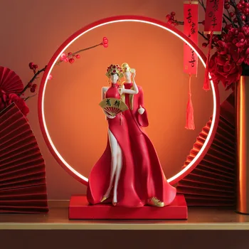 Нова нощна светлина в китайски стил Сватбени орнаменти Леки луксозни практични творчески сватбени подаръци украсяват Plug-in Use Настолна лампа