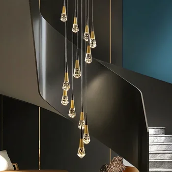 Модерен луксозен кристален полилей Нов дизайн Голям хол осветление Кухня вътрешно осветление LED спирално стълбище полилей