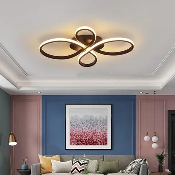 Всекидневна минималистичен полилей пръстен модерен Led таван лампа за спалня таван зала дома декор бял кафяв висящи светлина 2022