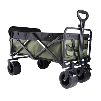 Сгъваема количка количка Ръчно бутане на открито къмпинг ремарке Pull Rod Задна вагонна количка 10cm резервоар на колела за количка за пикник
