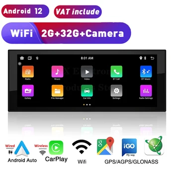 Autoradio sans fil 6.86 инчов Android радио плейър сензорен екран 1Din WiFi Carplay кола стерео видео GPS навигация IPS екран DVD