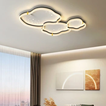 Луксозен хол таван лампа светлини модерен акрил Led облак форма черен таван светлина фоайе проучване спалня осветление 2023