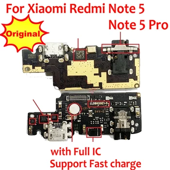 100% оригинален пълен IC USB порт за зареждане Dock зарядно устройство Plug MIC конектор съвет Flex кабел за Xiaomi Redmi Note 5 Pro замяна