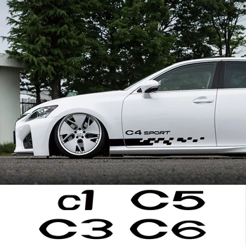 2PCS Стикери за странични врати за автомобили Аксесоари Странично тяло Decals Състезателен стайлинг Авто декор за Citroen C4 C4L C1 C5 C3 C6 C-ELYSEE VTS