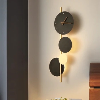 Nordic Creative акрил черно злато LED часовник стена светлина спалня трапезария хол осветителни тела дропшипинг