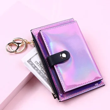 Нов лазер жените портфейли мода ключодържател цип монета чанта мини малки пари чанта притежателя на кредитна карта чантата