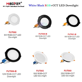 Miboxer RGB + CCT LED Downlight 6W / 9W / 12W / 18W / 25W Регулируем вътрешен таван 110V 220V панелна лампа 2.4G дистанционно управление на APP бяло / черно