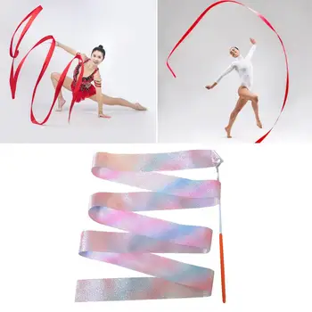 2Pcs Полезни гимнастически панделки Екстра меки танцови тренировки Леки лъскави дълги панделки Артистични танци обучение