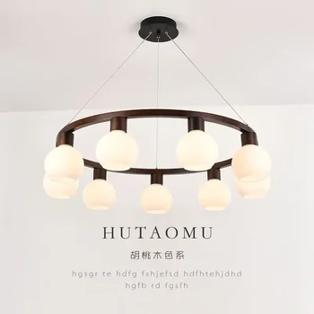Всекидневна Масивна дървесина E полилей модерен минималистичен ресторант Nordic Лампи за защита на очите Японска дървена спалня