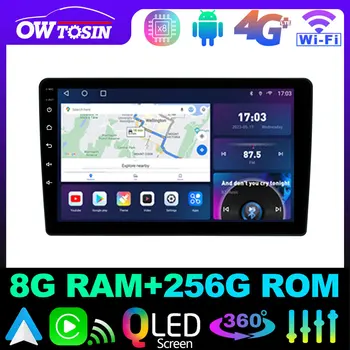 Owtosin QLED 1280*720P 8Core 8+128G Автомобилно радио за Toyota Land Cruiser Prado LC90 J90 1996-2002 GPS Carplay Android Auto 4G LTE