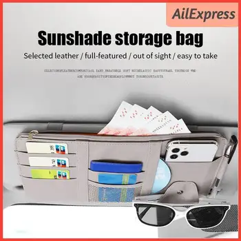 Car Sun Visor чанта за съхранение на билети Парични очила Организатор торбичка превозно средство Бил писалка визитка притежателя джоб интериор аксесоари