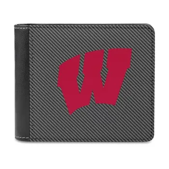 Wisconsin Badger Logo On Carbon Fiber Soft Men Wallets New Purse Credit Card Holders For Male Purses Men Wallet Badger Carbon