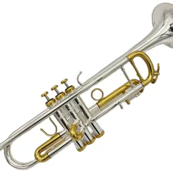 Американска марка професионален тромпетен инструмент начинаещи да свирят посребрени позлатени бутон ограничител тритонен тромпет