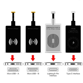 Qi безжично зарядно приемник за iPhone 5 6 7 Plus Универсален безжичен приемник за зареждане за микро USB Type-c телефон
