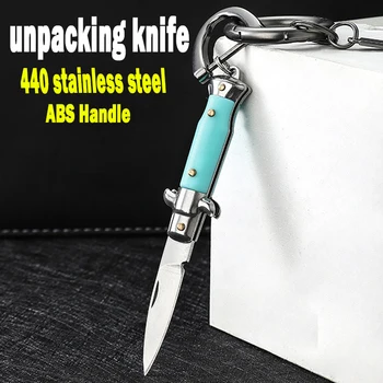 Разопаковащ нож 440 мини джобен нож от неръждаема стомана ABS дръжка многофункционален сгъваем нож edc преносим нож за ключодържател