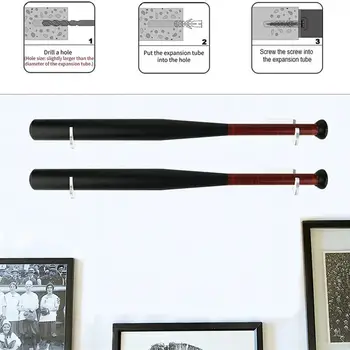 1 комплект отличен бейзболен прилеп багажник стена монтирани дълготраен лек хоризонтален стил бейзбол прилеп дисплей притежателя