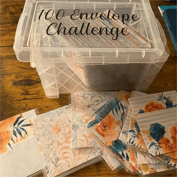 100 плик предизвикателство кутия комплект лесен и забавен начин да спестите 10,000, 100 пликове спестяване на пари предизвикателство кутия за многократна употреба трайни