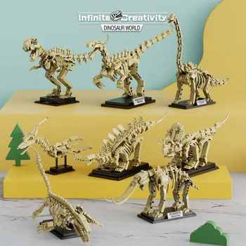 Вкаменелости от скелети на динозаври Джурасик парк свят Тиранозавър Рекс модел тухли играчки за деца момче подаръци