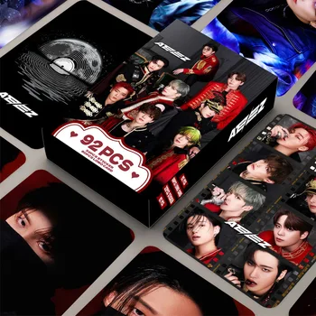 92pcs/set NEW KPOP ATEEZ Lomo Cards Photo Stickers HD Двустранна висококачествена фотокарта YEOSANG JongHo Yunho San Фенове подарък