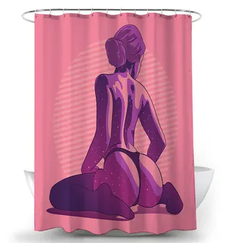 Секси жена отпечатани душ завеси баня завеса плат смешно водоустойчив макраме екран Начало декор с висящ пръстен