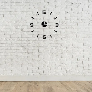 3D DIY стенен часовник модерен акрилен арабски цифра стенен часовник за дома хол спалня декорация-черно (не са включени)