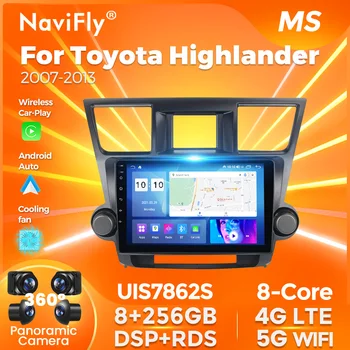 8-ядрен автомобил интелигентни системи Android за Toyota Highlander 2007 - 2013 BT стерео GPS авто безжичен Carplay DSP 2Din Всичко в едно