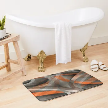 Осемдесетте изгорени оранжево на сиво абстрактни ленти модел баня мат килими хол против хлъзгане стикери за баня вратаза вратата мат
