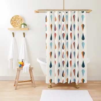 teardrop графика в синьо и оранжево душ завеса душ за бани душ комплект за баня завеса