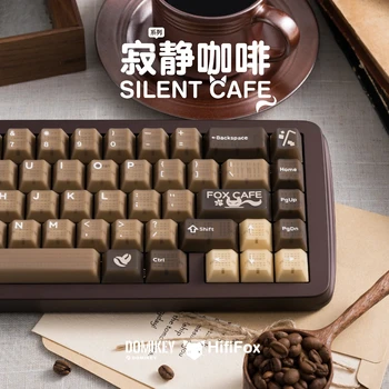Domikey X HifiFox SIlent Cafe Keycap Set ABS Doubleshots Cherry Profile за клавиатура 87 tkl 104 ansi xd64 bm60 xd68 BM65