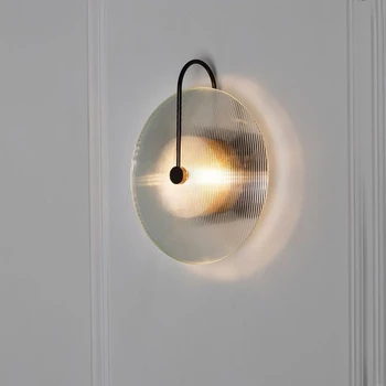 Модерна проста стенна лампа Творческа трапезария Всекидневна Фон Стенна светлина Скандинавска спалня Нощно шкафче LED Sconce пръстен висящи лампи