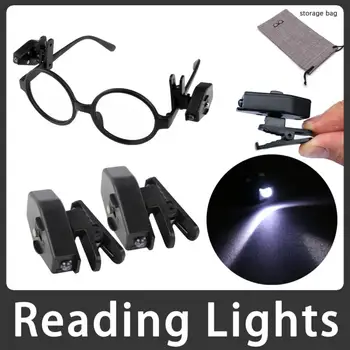 2pcs/lot Гъвкави светлини за четене на книги Лампа Нощна светлина за очила и инструменти Универсален преносим мини LED клип за очила на книга