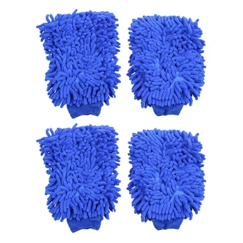 4X Premium микрофибърна шенилна супер абсорбираща ръкавица за измиване и восък, ръкавици за автомивка (синя)