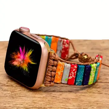 Популярни аксесоари Цветна каишка за Apple часовник 7 45mm 40 38mm За Apple Watch Реколта обвивам гривна за IWatch Серия 3 5 6 SE 8