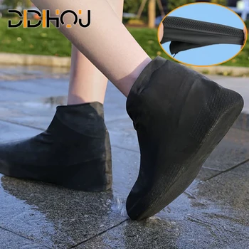 1 чифт водоустойчива неплъзгаща силиконова обувка висока еластична износоустойчива унисекс дъждовни ботуши за открит дъждовен ден за многократна употреба на обувки