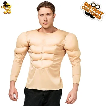 Възрастен мускулеста мъжка тениска ролева игра фалшив коремен мускул тениска парти облекло