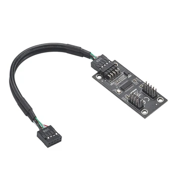 USB хъб USB сплитер USB2.0 9Pin към двоен 9Pin хъб адаптер щранг дънна платка USB 9Pin конектор 1 към 2 удължителен кабел черен