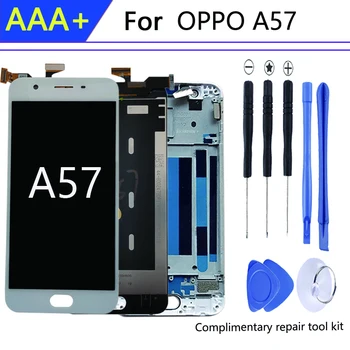 За OPPO A57 LCD дисплей Мобилен телефон LCD дисплеи A57t с рамка дигитайзер монтаж части LCD модули Подмяна на сензорен екран