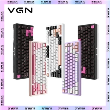VGN VXE75 Механична клавиатура Алуминиева сплав Три режима Hot Swap Wireless Gaming клавиатура Уплътнение 6000mAh Pc Gamer аксесоари