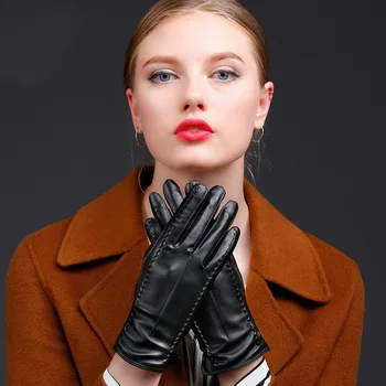 Зимни ръкавици със сензорен екран за мъже и жени - водоустойчива PU кожа и сгъстяване отвътре, за шофиране и колоездене Кожени ръкавици